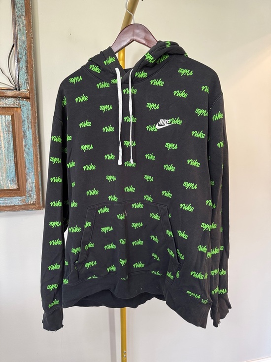 Nike Other - Nike vintage Black Hoodie with Green Script logo Print XL